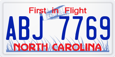 NC license plate ABJ7769
