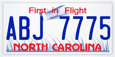 NC license plate ABJ7775