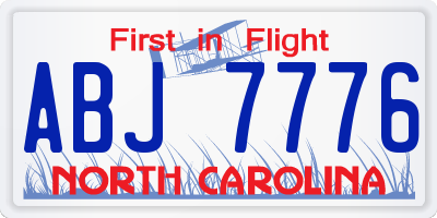 NC license plate ABJ7776