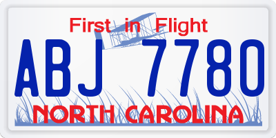 NC license plate ABJ7780