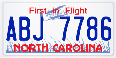 NC license plate ABJ7786