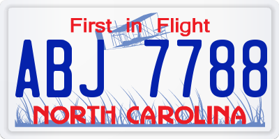 NC license plate ABJ7788