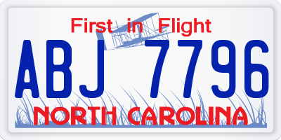 NC license plate ABJ7796