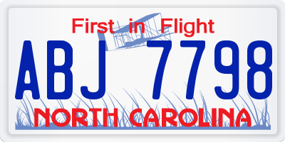 NC license plate ABJ7798