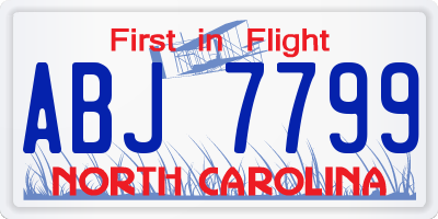 NC license plate ABJ7799