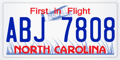 NC license plate ABJ7808