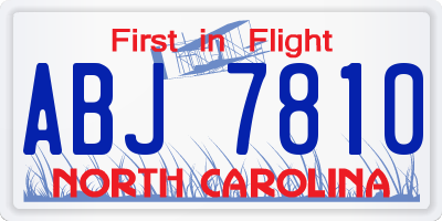NC license plate ABJ7810