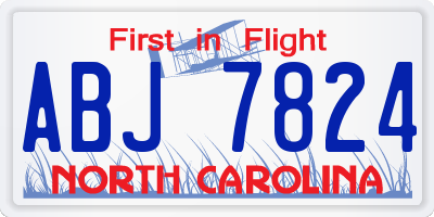 NC license plate ABJ7824