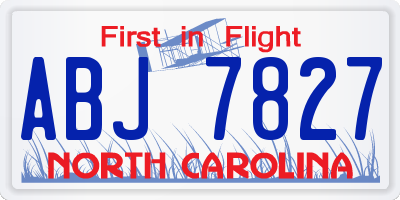 NC license plate ABJ7827