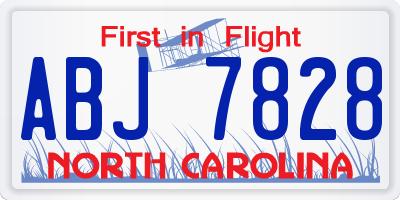 NC license plate ABJ7828