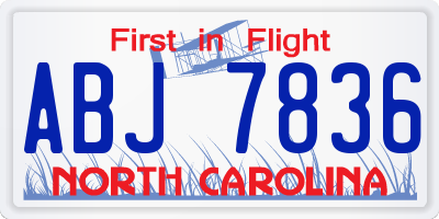 NC license plate ABJ7836
