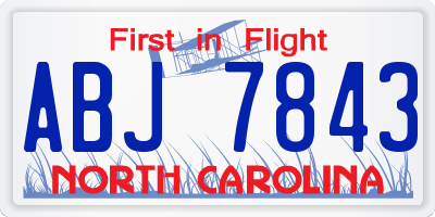 NC license plate ABJ7843