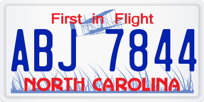 NC license plate ABJ7844