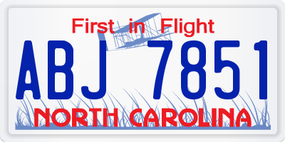 NC license plate ABJ7851
