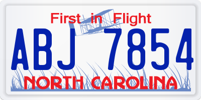 NC license plate ABJ7854
