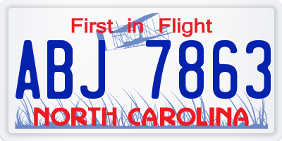 NC license plate ABJ7863