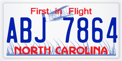 NC license plate ABJ7864