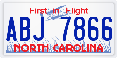 NC license plate ABJ7866