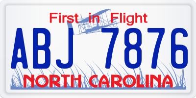 NC license plate ABJ7876