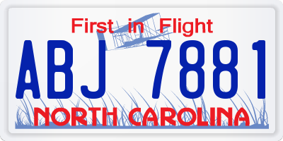 NC license plate ABJ7881