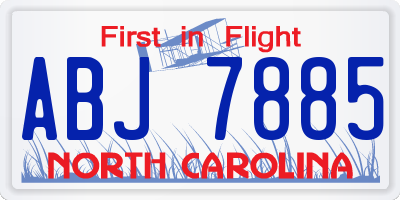 NC license plate ABJ7885