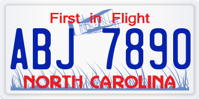 NC license plate ABJ7890