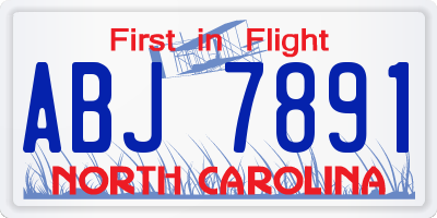 NC license plate ABJ7891