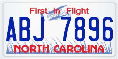 NC license plate ABJ7896