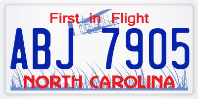 NC license plate ABJ7905