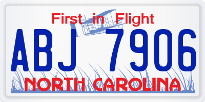 NC license plate ABJ7906