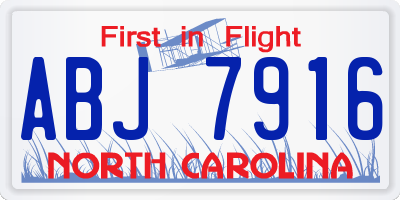 NC license plate ABJ7916