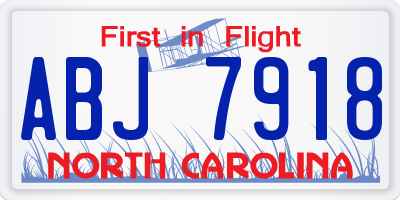 NC license plate ABJ7918