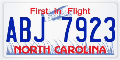 NC license plate ABJ7923