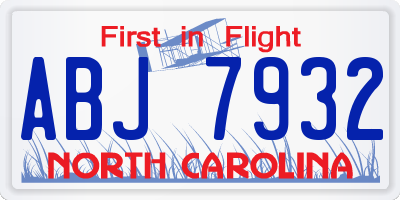 NC license plate ABJ7932