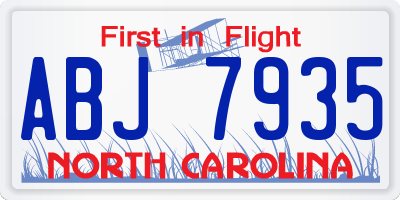 NC license plate ABJ7935