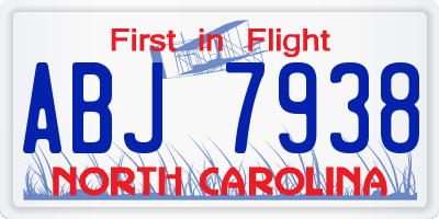 NC license plate ABJ7938