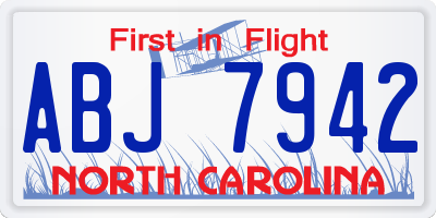 NC license plate ABJ7942