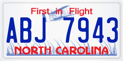 NC license plate ABJ7943