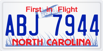 NC license plate ABJ7944
