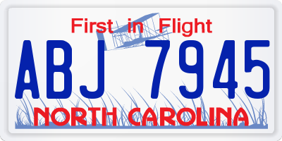 NC license plate ABJ7945