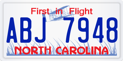 NC license plate ABJ7948