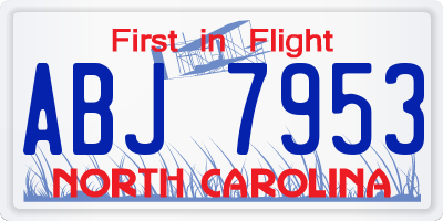 NC license plate ABJ7953