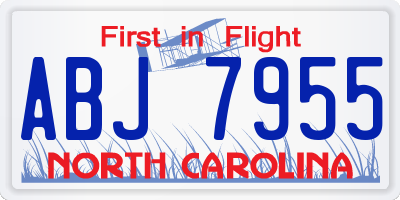 NC license plate ABJ7955