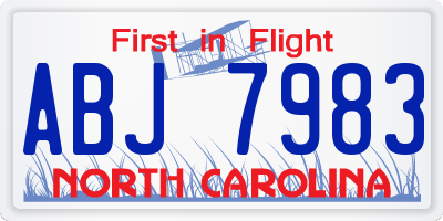 NC license plate ABJ7983