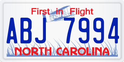 NC license plate ABJ7994