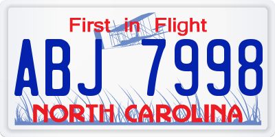 NC license plate ABJ7998