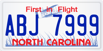 NC license plate ABJ7999