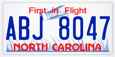 NC license plate ABJ8047