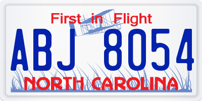 NC license plate ABJ8054