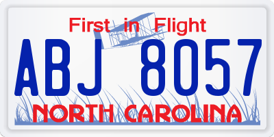 NC license plate ABJ8057